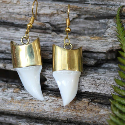 Bone Shark teeth earrings