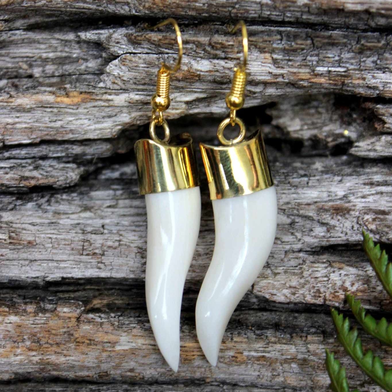 Bone Shark teeth earrings