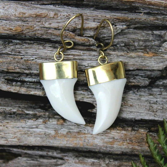 Bone Shark teeth earrings