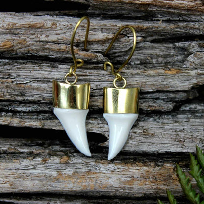 Bone Shark teeth earrings