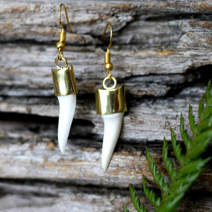 Bone Shark teeth earrings